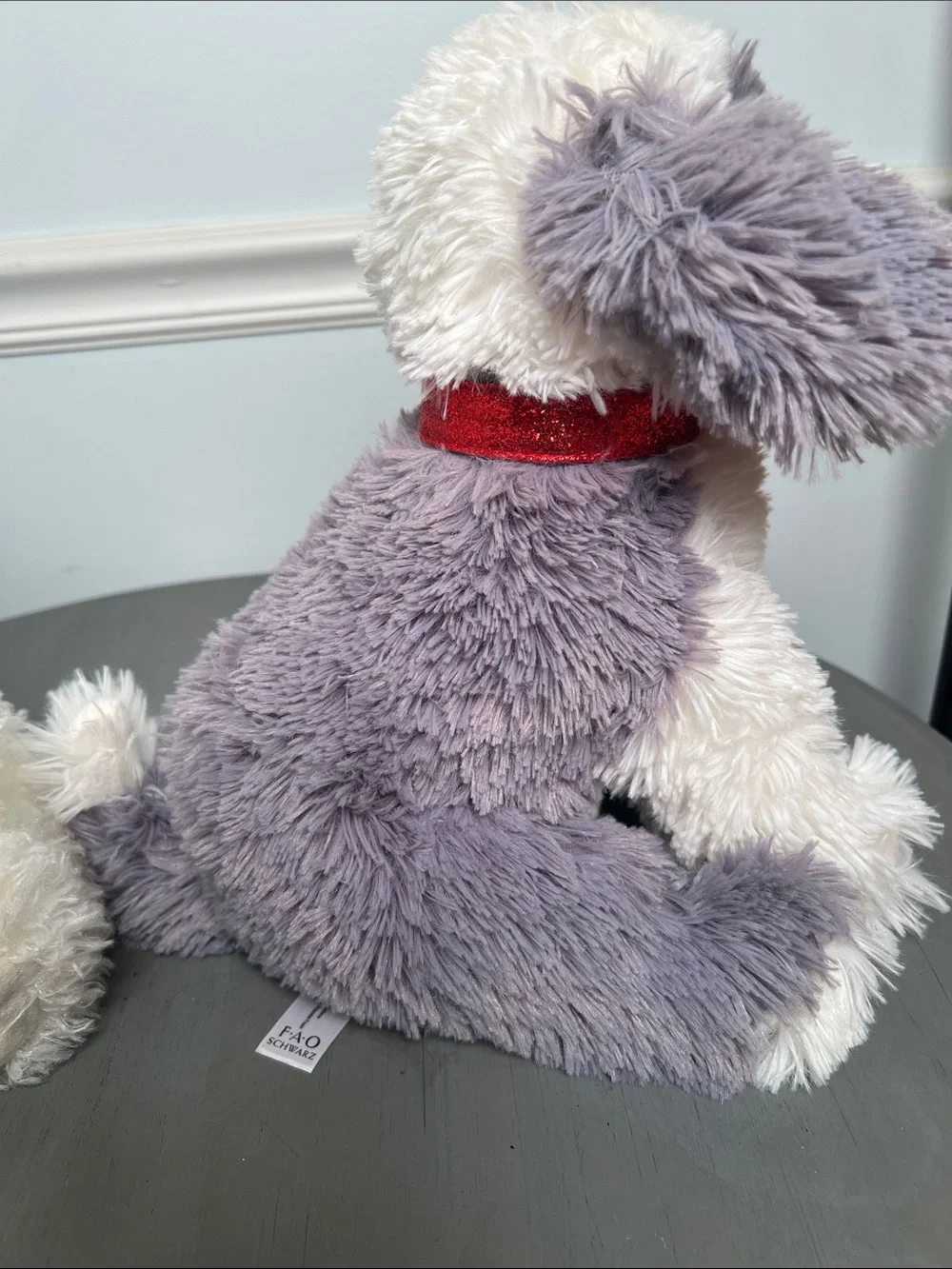F.A.O Schwartz. Plush Bunny & Puppy Set - Cream Bunny with Bow, White Gray Puppy